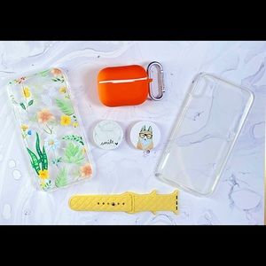 2 IPhone XR cases, AirPod case, Apple Watch band